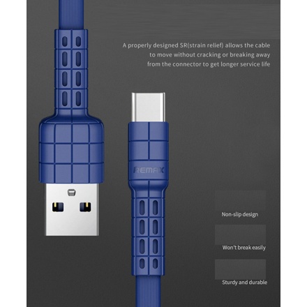 REMAX USB datový Kabel - Armor RC-116a - Typ C, 1 m, Modrá