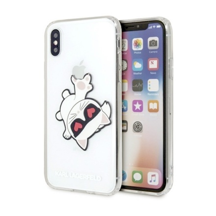 Pouzdro originál KARL LAGERFELD - Choupette Fun Hard Case KLHCI61CFHE - Iphone XR (6,1") transparentní vzor 2