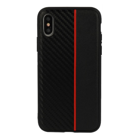 Pouzdro MOTO CARBON Case Samsung J610 Galaxy J6 Plus-Černá s červeným pruhem 55364