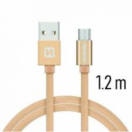 SWISSTEN TEXTILE datový kabel USB - micro USB 1.2m zlatá  7152220444