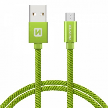 SWISSTEN TEXTILE datový kabel USB - micro USB 2m zelená 7152230777