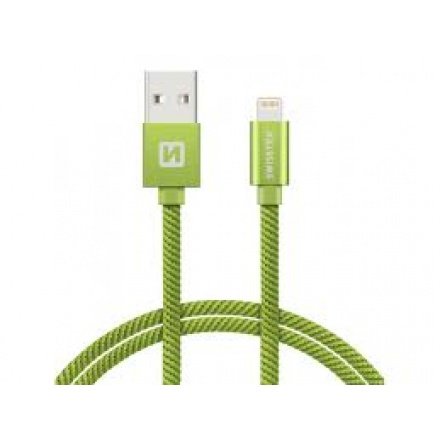 SWISSTEN TEXTILE datový kabel USB - (LIGHTNING) 2m zelená 71523307