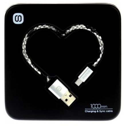 Datový kabel Heart box micro USB bílo-černý 72895