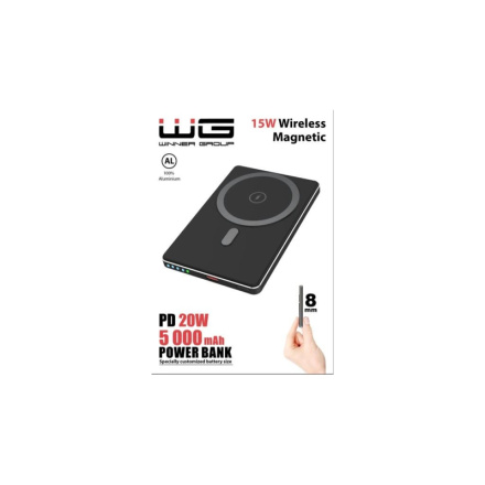 15W Wireless Powerbank 5000 mAh + PD 20W/Magnetic/black, 12900