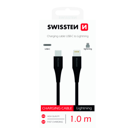 Swissten 71506513 USB-C / Lightning, 1m, černý