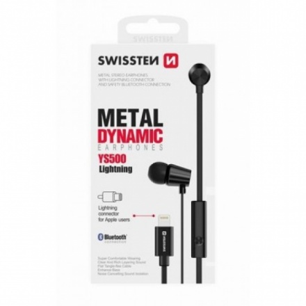 Sluchátka Swissten YS-500 Lightning pro Apple Metal Dynamic černá 51108001