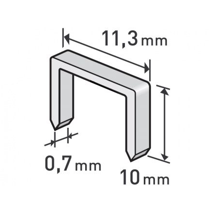 spony, balení 1000ks, 10mm, 11,3x0,52x0,70mm 8852503