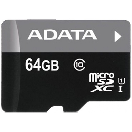 Adata/micro SD/64GB/UHS-I U1 / Class 10/+ Adaptér, AUSDX64GUICL10-RA1