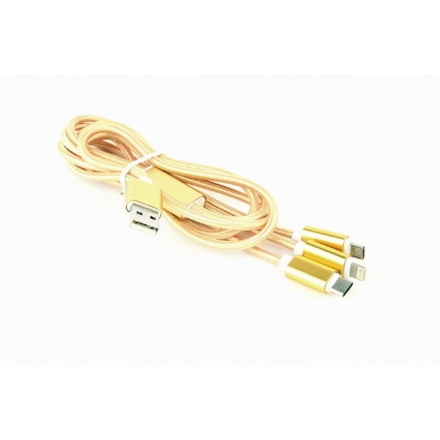 GEMBIRD USB 3-in-1 charging cable, gold, 1 m, CC-USB2-AM31-1M-G