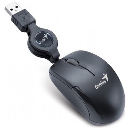 GENIUS Micro Traveler V2/Cestovní/Optická/1 200 DPI/Drátová USB/Černá, 31010125105