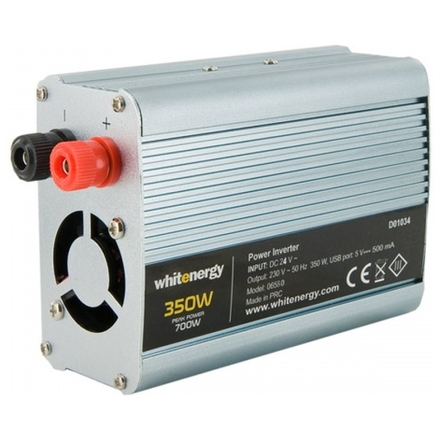 WHITENERGY WE Měnič napětí DC/AC 24V / 230V, 350W, USB, 06580