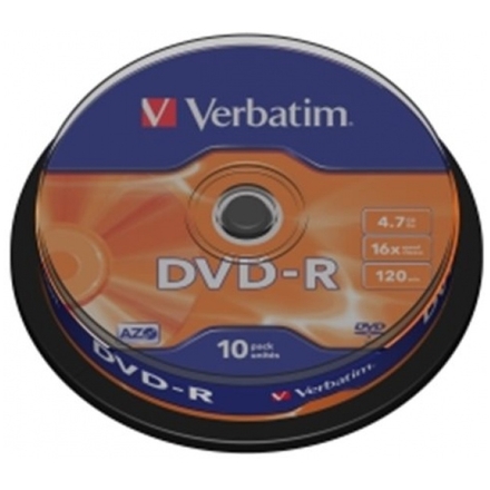 VERBATIM DVD-R(10-Pack)Spindl/MattSlvr/16x/4.7GB, 43523
