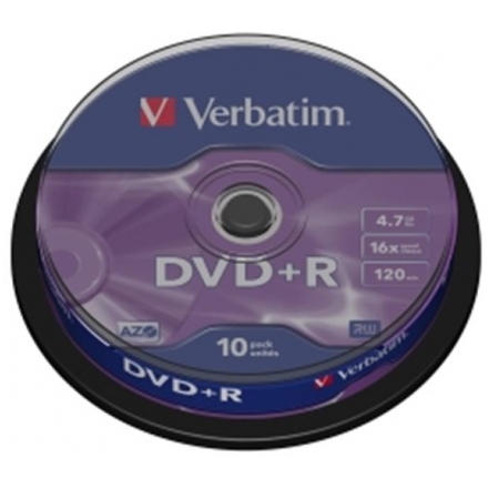 VERBATIM DVD+R(10-Pack)Spindl/MattSlvr/16x/4.7GB, 43498