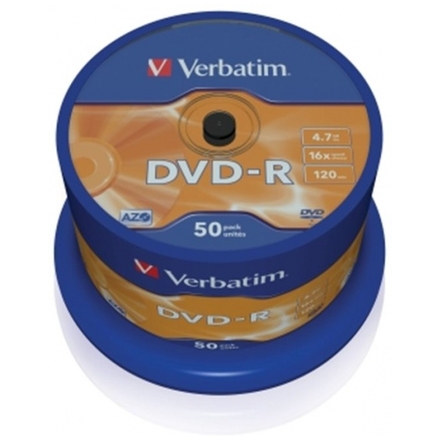 VERBATIM DVD-R(50-Pack)Spindl/MattSlvr/16x/4.7GB, 43548