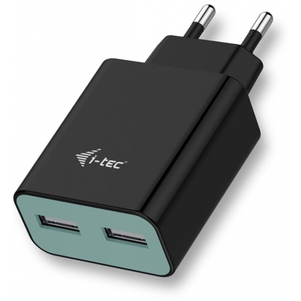 i-tec USB Power Charger 2 Port 2.4A Black, CHARGER2A4B