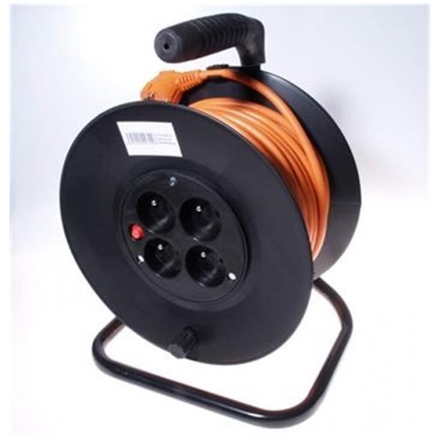 PremiumCord Prodlužovací kabel 230V 50m buben, průřez vodiče 3x1,5mm2, 4x zásuvka, ppb-01-50
