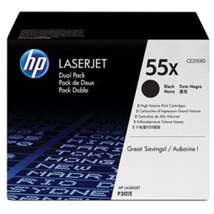 HP tisková kazeta černá velká, CE255XD - 2 pack, CE255XD - originální