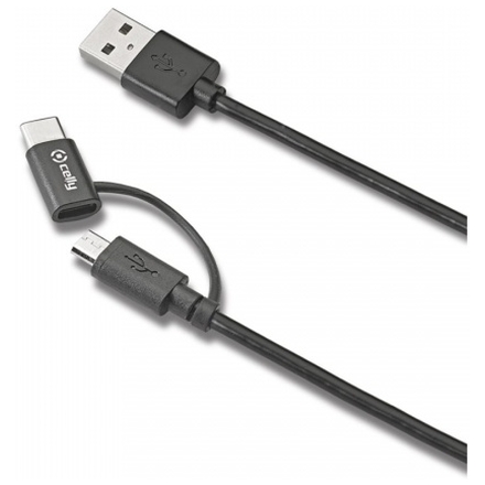 CELLY USB kabel s konektorem microUSB - USB typu C, USBCMICRO