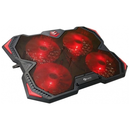 Chladící podložka C-TECH Zefyros (GCP-01R), casual gaming, 17,3", červené podsvícení, regulace otáče, GCP-01R