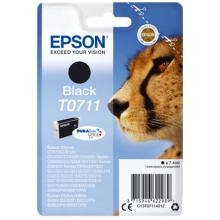 Epson Singlepack Black T0711 DURABrite Ultra Ink, C13T07114012 - originální