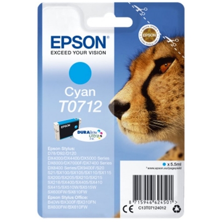 Epson Singlepack Cyan T0712 DURABrite Ultra Ink, C13T07124012 - originální