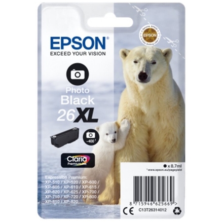 Epson Singlepack Photo Black 26XL Claria Prem Ink, C13T26314012 - originální