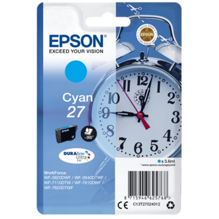 Epson Singlepack Cyan 27 DURABrite Ultra Ink, C13T27024012 - originální