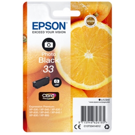Epson Singlepack Photo Black 33 Claria Premium Ink, C13T33414012 - originální
