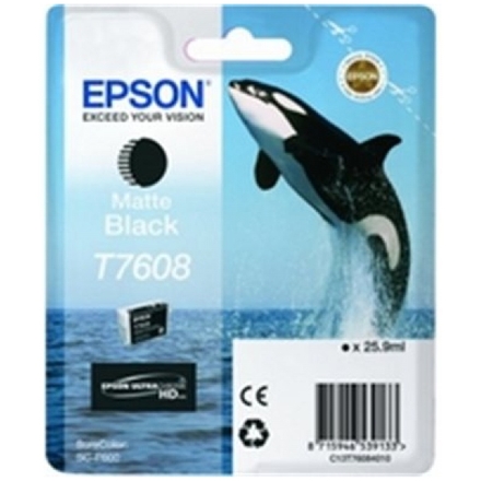 Epson T7608 Ink Cartridge Matte Black, C13T76084010 - originální