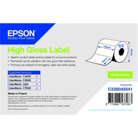 High Gloss Label - Die-cut Roll, 102x152,210ks, C33S045541