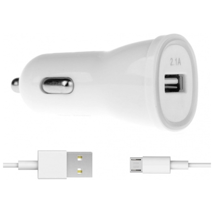 Nabíječka do auta Winner USB Charger 2,1A + MICRO-USB Cable (Bílá) MM_5012