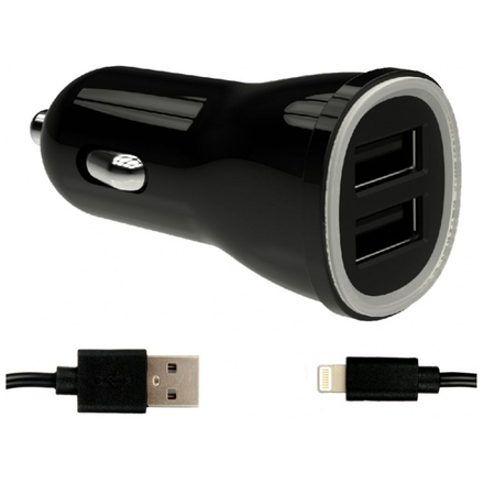 DUAL WG USB Charger 3,1A + MFI APPLE Cable 1m černá, MM_6226
