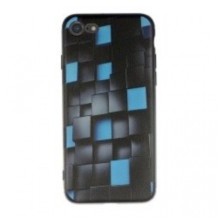 Pouzdro 3D Glowing Cubes iPhone X (Černo-modré)   7050