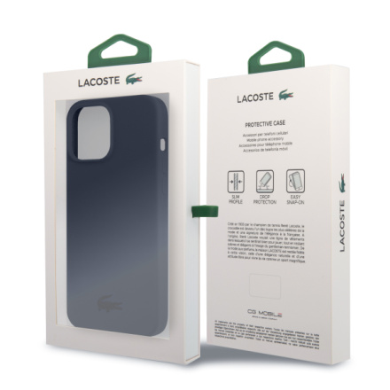 Lacoste Liquid Silicone Glossy Printing Logo Kryt pro iPhone 13 Pro Navy, LCHCP13LSV