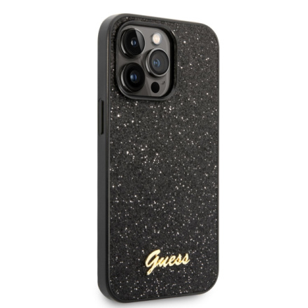 Guess PC/TPU Glitter Flakes Metal Logo Zadní Kryt pro iPhone 14 Pro Black, GUHCP14LHGGSHK