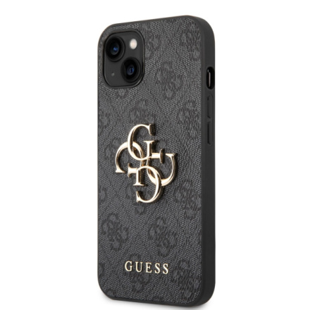 Guess PU 4G Metal Logo Zadní Kryt pro iPhone 14 Grey, GUHCP14S4GMGGR