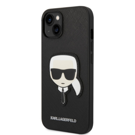 Karl Lagerfeld PU Saffiano Karl Head Zadní Kryt pro iPhone 14 Plus Black, KLHCP14MSAPKHK