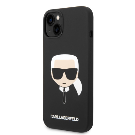Karl Lagerfeld MagSafe Kompatibilní Kryt Liquid Silicone Karl Head pro iPhone 14 Plus Black, KLHMP14MSLKHBK