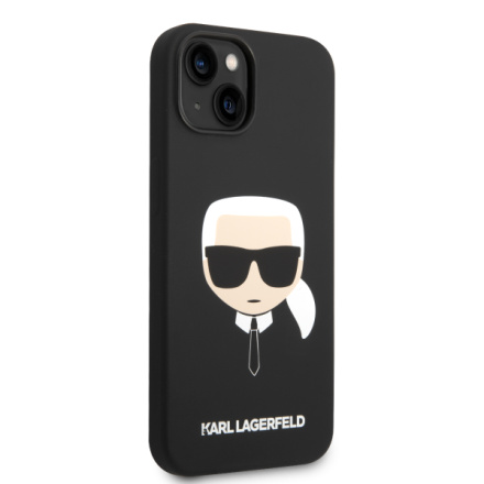 Karl Lagerfeld Liquid Silicone Karl Head Zadní Kryt pro iPhone 14 Plus Black, KLHCP14MSLKHBK