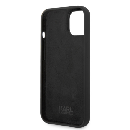 Karl Lagerfeld Liquid Silicone Karl Head Zadní Kryt pro iPhone 14 Plus Black, KLHCP14MSLKHBK