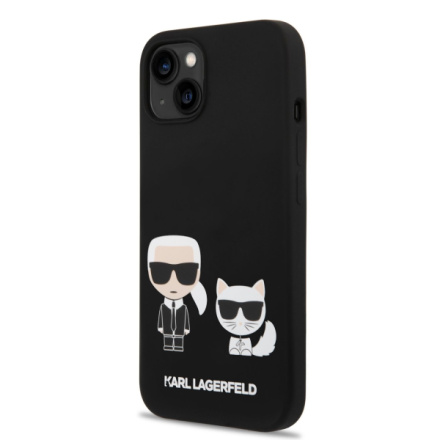 Karl Lagerfeld MagSafe Kompatibilní Kryt Liquid Silicone Karl and Choupette pro iPhone 14 Plus Black, KLHMP14MSSKCK