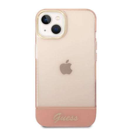 Guess PC/TPU Camera Outline Translucent Zadní Kryt pro iPhone 14 Plus Pink, GUHCP14MHGCOP