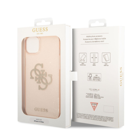 Guess TPU Big 4G Full Glitter Zadní Kryt pro iPhone 14 Plus Gold, GUHCP14MPCUGL4GGO