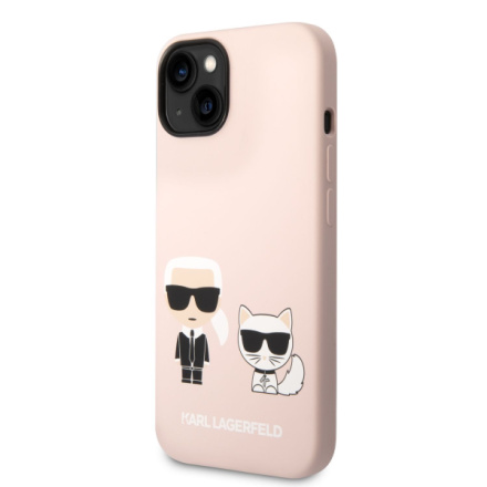 Karl Lagerfeld and Choupette Liquid Silicone Zadní Kryt pro iPhone 14 Plus Pink, KLHCP14MSSKCI