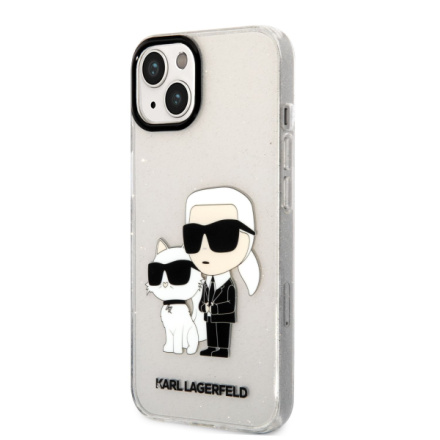 Karl Lagerfeld IML Glitter Karl and Choupette NFT Zadní Kryt pro iPhone 13 Transparent, KLHCP13MHNKCTGT