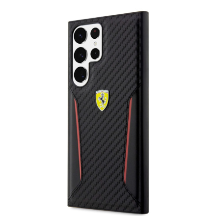 Ferrari PU Carbon Zadní Kryt pro Samsung Galaxy S23 Ultra Black, FEHCS23LNPYK