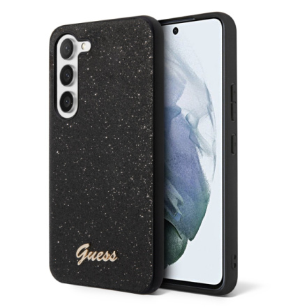 Guess PC/TPU Glitter Flakes Metal Logo Zadní Kryt pro Samsung Galaxy S23 Black, GUHCS23SHGGSHK