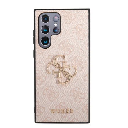 Guess PU 4G Metal Logo Zadní Kryt pro Samsung Galaxy S23 Ultra Pink, GUHCS23L4GMGPI