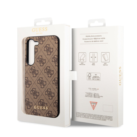 Guess 4G Charm Zadní Kryt pro Samsung Galaxy S23 Brown, GUHCS23SGF4GBR