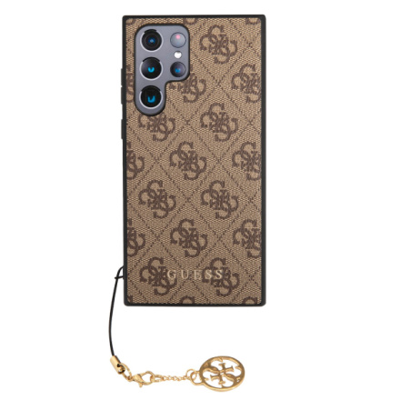 Guess 4G Charm Zadní Kryt pro Samsung Galaxy S23 Ultra Brown, GUHCS23LGF4GBR